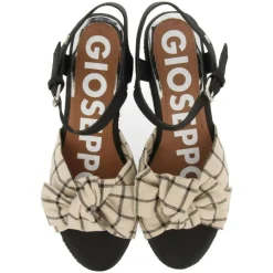 GIOSEPPO BLACK WEDGE SANDALS WITH LAYOUT DETAILS FOR WOMEN IVORA