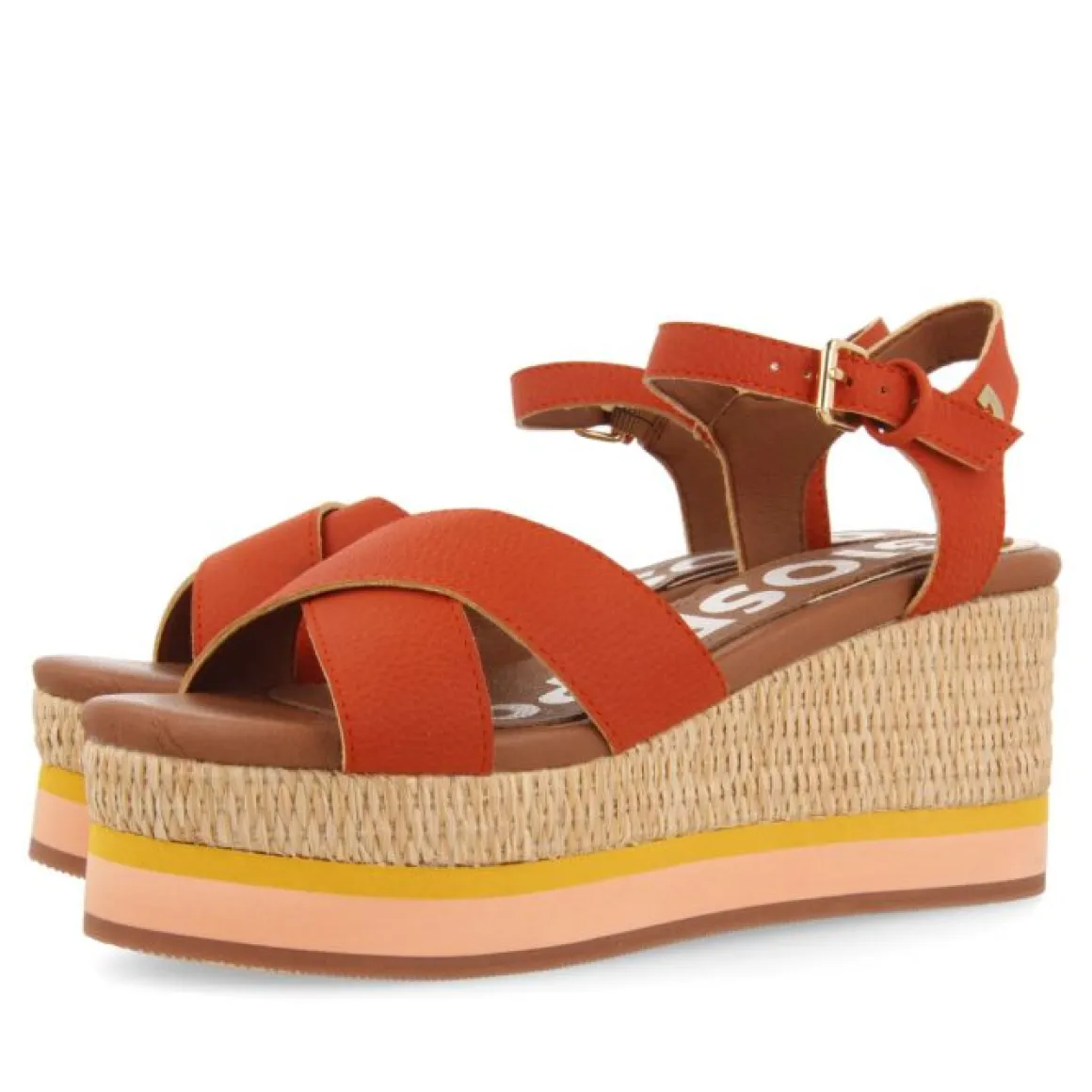 GIOSEPPO BRICK RED WEDGE SANDALS FOR WOMEN SEGET